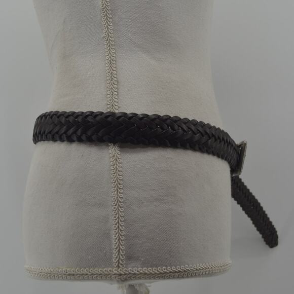 CRL Brown Leather Braided Weaved Men's Belt Silver Size 38 - Picture 11 of 12